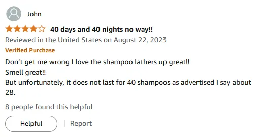 My Honest Review: Shampoo Lathers Great, Lasts 28 Washes!