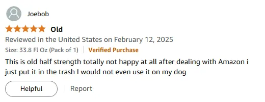 I regret buying old half-strength shampoo from Amazon