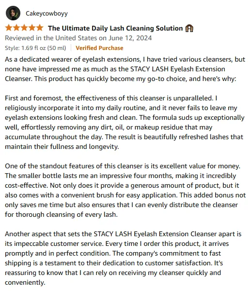 My STACY LASH Cleanser Review for Perfect Eyelash Extensions