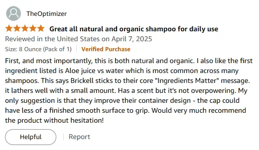 I Love Brickell's Natural Shampoo with Aloe Juice