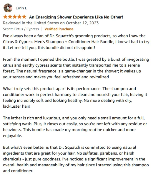 I Love Dr. Squatch's Natural Shampoo for Soft Hair