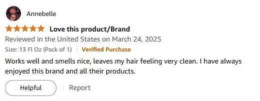 I Love This Shampoo for Clean Hair and Fresh Scent