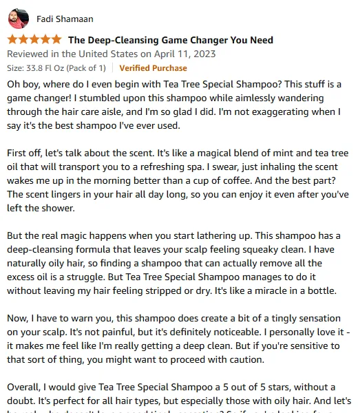 My Tea Tree Shampoo Review: Deep Cleansing for Oily Hair
