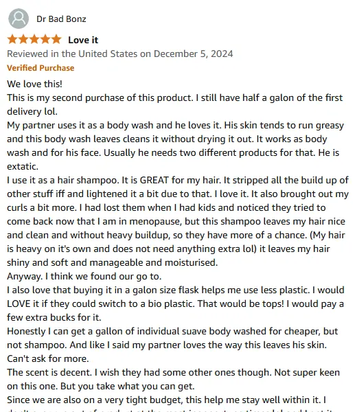 I Love This Shampoo for Multi-Use Cleaning and Curly Hair