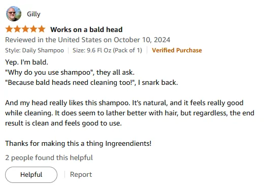 My Bald Head Loves Natural Shampoo for Cleaning