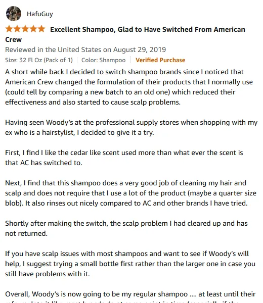 My Woody's Shampoo Review: Cured Scalp Problems with Cedar Scent