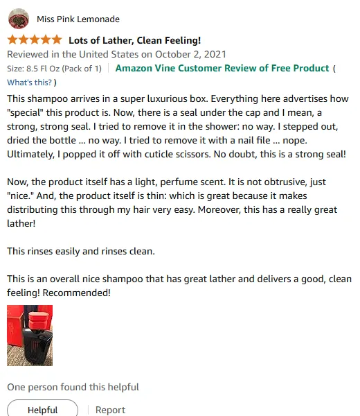 I Love This Shampoo's Rich Lather and Clean Feel