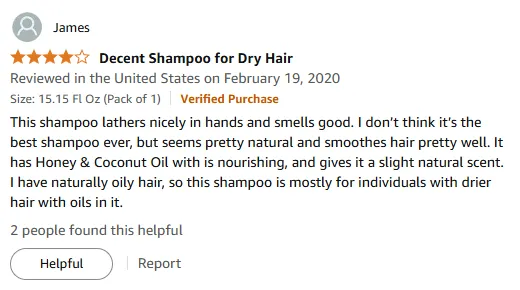 My Natural Shampoo with Honey Coconut Smooths Hair