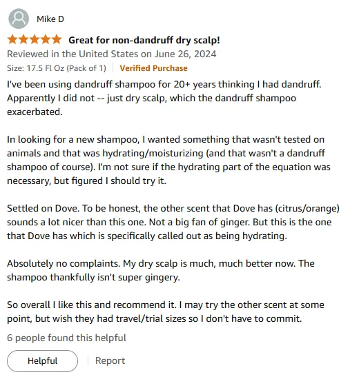 My Dove Hydrating Shampoo Soothes Dry Scalp Perfectly