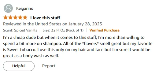 I Love Sweet Tobacco Shampoo for Hair and Face Care