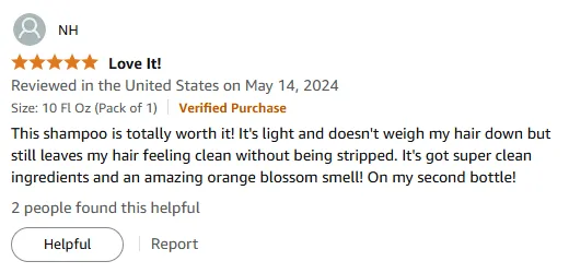 My Light Shampoo Review with Orange Blossom Scent