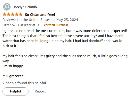 My Shampoo Eliminates Dandruff and Hard Water Buildup