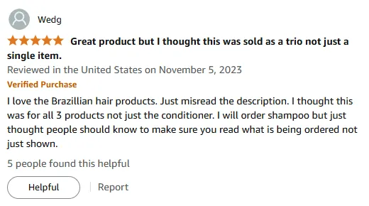 I Love Brazilian Hair Conditioner But Misread Order