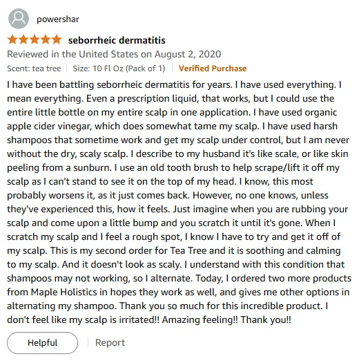 My Tea Tree Shampoo Soothes Seborrheic Dermatitis Scalp