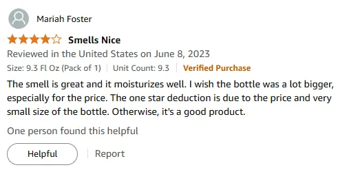 I love this shampoo for its great smell and moisturizing