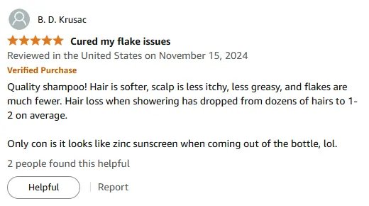 I love this shampoo for softer hair and less itch