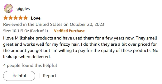 I Love Milkshake Shampoo for Frizzy Hair