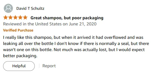 I love this shampoo but packaging was poor