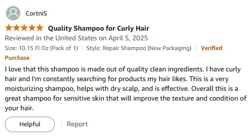 I love this clean shampoo for curly hair