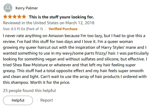 I love this vegan shampoo for smoother frizzy waves