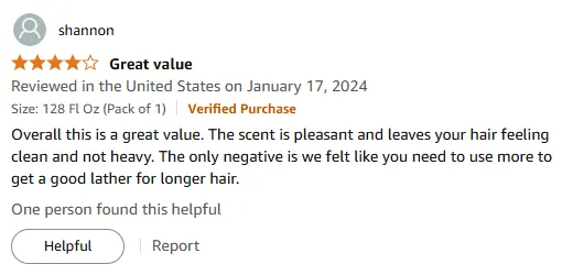 I Found Great Value Shampoo with Pleasant Scent