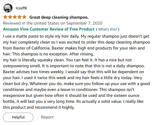My Baxter Shampoo Deep Clean Squeaky Results
