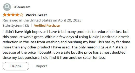 I Found Nioxin Effective for Hair Loss Reduction