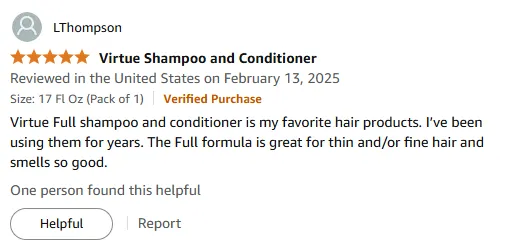 My Top Pick: Virtue Full Shampoo for Thin Fine Hair