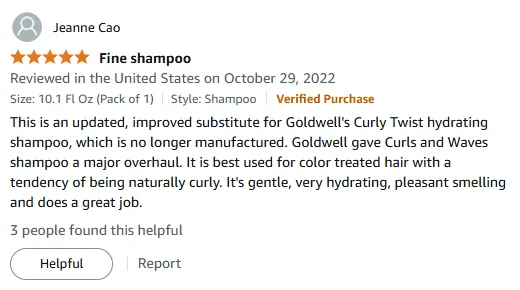 My Curly Hair Loves Goldwell Curls and Waves Shampoo