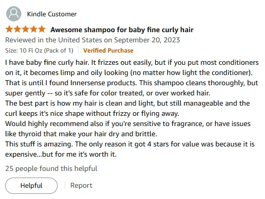 My Fine Curly Hair Loves Innersense Hydrating Shampoo