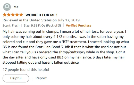 My Hair Stopped Shedding with B3 Brazilian Bondbuilder Shampoo