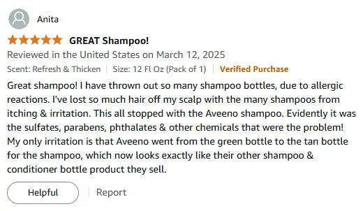 My Hair Loss Stopped with Aveeno Sulfate-Free Shampoo