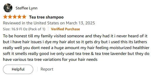 My Revitalized Hair with Tea Tree Shampoo's Moisturizing Lather